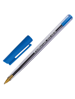 Ручка шариковая STAEDTLER (Германия) "Stick", СИНЯЯ, корпус прозрачный, узел 1 мм, линия письма 0,35 мм, 430 M-3, 20 штук в упаковке