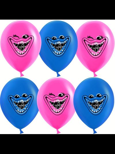 Воздушные шары с гелием &quot;Зубастики Синий/Фкусия&quot; 30см