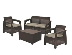 Комплект мебели Корфу со столиком-сундуком (Corfu box set) коричневый