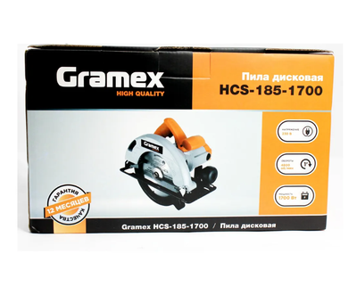 Пила дисковая Gramex HCS-185-1700 (1700Вт, 185/20мм, 4800 об/мин, угол 45)