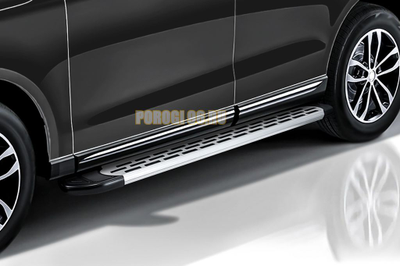 Пороги алюминиевые "Premium Silver" 2100 серебристые Slitkoff для Mercedes-Benz Vito 2003-2014