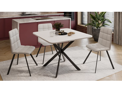 Стол обеденный раздвижной Лиссабон Тип 1 Черный муар/Белый