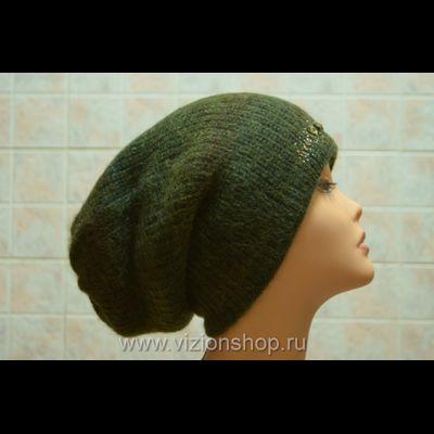 Зеленая шапка женская  Vizio Италия 5872 чулок зима 2018