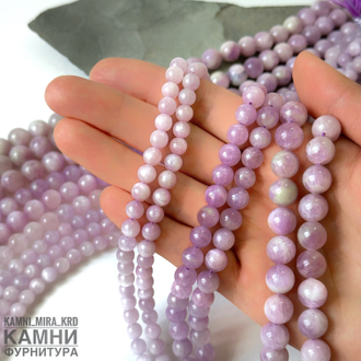 Кунцит шары 6,1-6,5/8-8,3 мм, цена за нить 19 см