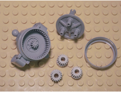 !АНАЛОГ!  Technic, Steering Axle with 2 Pin Holes, 2 Axle Holes and 2 Tow Ball Arms with Light Bluish Gray Wheel Hub(АНАЛОГ), Light Bluish Gray (46490c010)