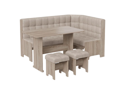 Кухонный уголок Флорида Дуб Сонома трюфель/Микровелюр Wellmart Dark Beige