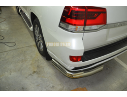 Защита заднего бампера угловая двойная d76/42 для Toyota Land Cruiser 200 Executive Lounge (2018-...)