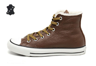 Кеды Converse (конверс) Chuck Taylor All Star зимние кожаные коричневые