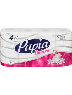 Бумага туалетная PapiaDelux DolceVit 4слбел 100%ц втул 17,5м 140л 8рул/уп