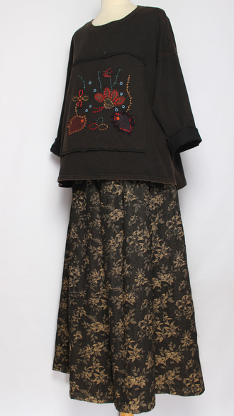 Джемпер ХЛОПОК "РЫБЫ винтаж" черный, малина до р.52