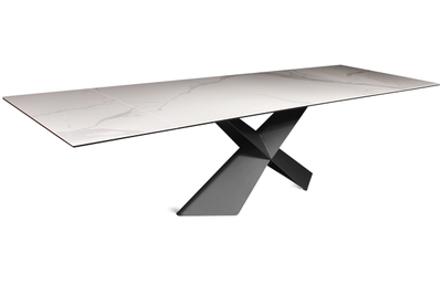 Armando черный/керамика мрамор Carrara глянец 200(+50+50)х90