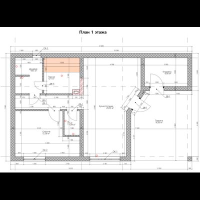 Одноэтажная баня с одной спальней 59м² (S93)