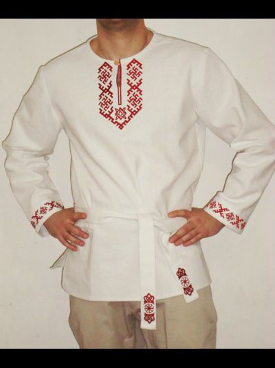 Русская вышитая рубаха из льна "Радомир"