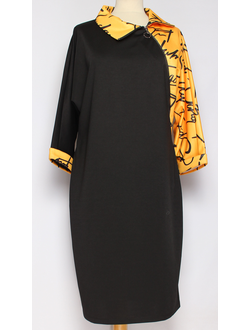 Платье "Надписи комбинированное "горчица р. 52