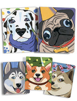 тетрадь с Мопсом, тетрадь с Корги, тетрадь с Шиба-ину, тетрадь с Далматинец, тетрадь с Хаски