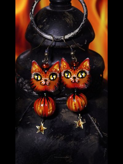 "Хранители рощи Первоосени", серьги с лисичками, тыквами и звёздами