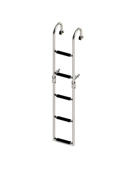 Трап складной с горизонтальным креплением, 5 черных ступени (ширина 220 мм.)