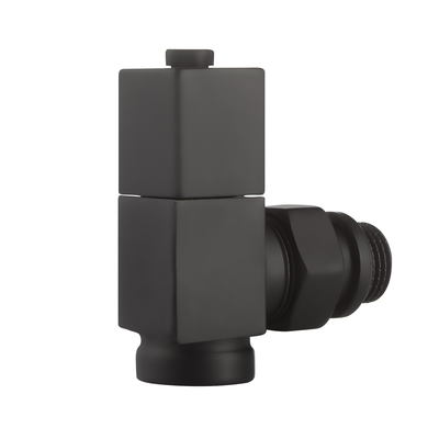 Набор дизайн-вентилей Royal Thermo CUBE, угловой (чёрный) 1/2"