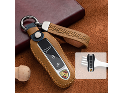 Коричневый чехол для ключа Порше нового образца (freedom)