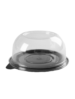 Контейнер-купол для пирожных пластик (крыш-дно, прозр./черн.), 132*65мм
