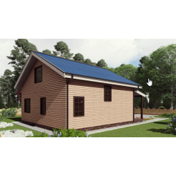 Одноэтажный каркасный дом с мансардой с тремя спальнями 92м² (SK16)