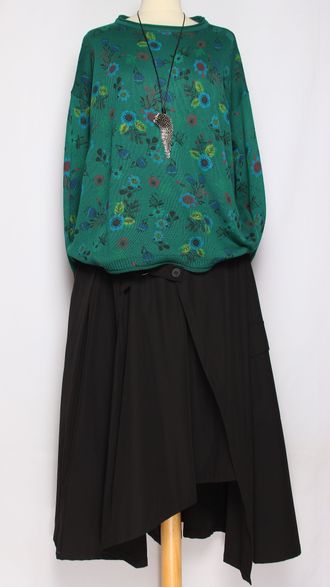 ДЖЕМПЕР ХЛОПОК "КОЛОКОЛЬЧИКИ РОМАШКИ" малахит до р.54