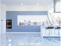 Кухня пластик МДФ №1/5 Голубой/Белый матовый