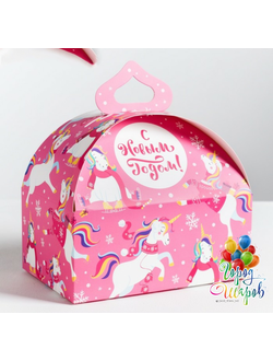 Складная коробка «Новогодний единорог», 18 ? 19 ? 12 см.