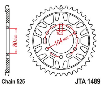 Звезда ведомая алюминиевая JT JTA1489.43 (JTA1489-43) (A1489-43) для Kawasaki Road