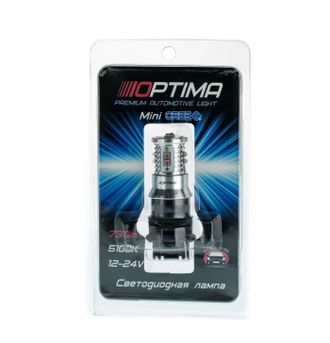 Светодиодная лампа P27W / 3156 Optima MINI, RED, CAN, CREE XB-D*10, 12V red (красная)