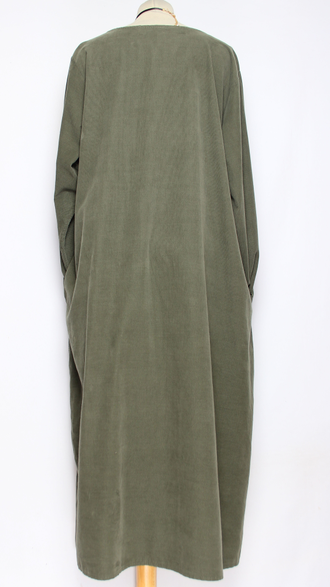 Платье Бохо вельветовое "ПЛАНКА БАХРОМА" хаки до р.56