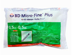 Шприцы инсулиновые качественные BD Micro-Fine 0.5 мл для Меланотан (1 упаковка - 10 штук) (США)