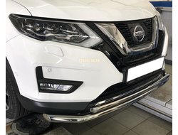 Защита переднего бампера двойная (радиус) d60/42 для Nissan X-trail T32 (2018-)