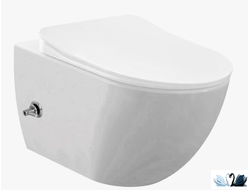 Чаша унитаза Creavit Free FE322.004 подвесная, безободковая, с биде, с краном для холодной воды.