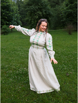 Платье-рубашка «Процветание» из небеленого льна