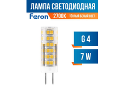 Лампа Feron G4 230V 7W(560lm) 2700K 2K 50х16 прозрач. LB-433 25863