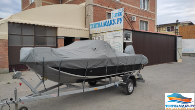 Тент на лодку ВОЛЖАНКА 5.0 FISH- 2020 (с леерами на носу)
