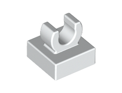 Tile, Modified 1 x 1 with Open O Clip, White (15712 / 6054551 / 6348055)