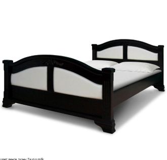 Кровать "Леонсия" с резьбой и тканью
