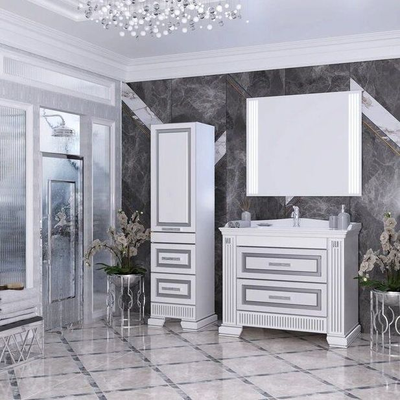 Пенал Opadiris Оникс 50 белый глянцевый с серебряной патиной, левый