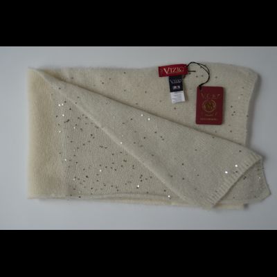 Белый женский вязаный шарф с пайетками Vizio Италия 6943 S