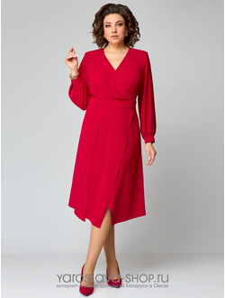 Модель :1235.Элегантное женское платье прямого силуэта в красном цвете