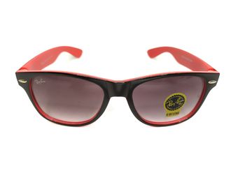 Солнцезащитные очки RB Wayfarer чёрно-красные (Пластик)