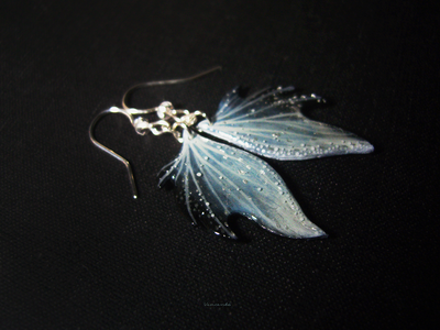 "Сказочная дымка", лёгкие серьги с крылышками феи и хрусталиками
