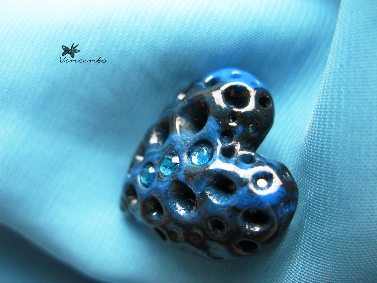 Волшебное украшение в морском стиле в виде синего кораллового сердца с кристаллами