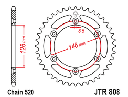 Звезда ведомая (47 зуб.) RK B4426-47 (Аналог: JTR808.47) для мотоциклов Suzuki, Kawasaki