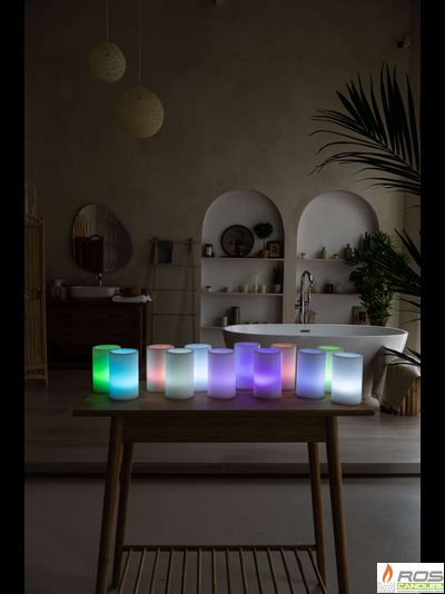 Набор LED свечей с парафиновыми плафонами (9,2*15см - 12шт), "Цветной"