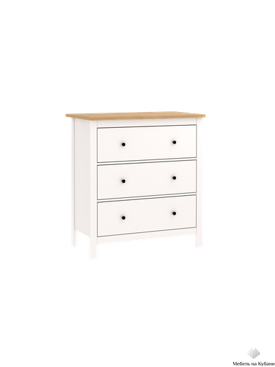 2.08.02.020.14 САГА комод 3 ящика белый/ясень