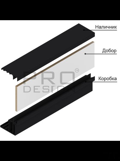 Алюминиевый  наличник Pro Design TELESCOPIC  черный муар 9005