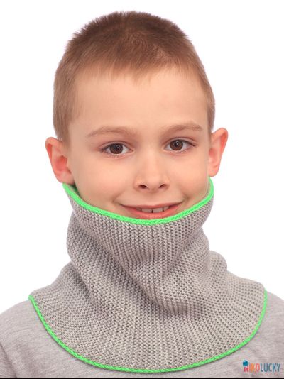 Шарф(снуд)  22-33 двойной, цвет серый, салатовый размер 2